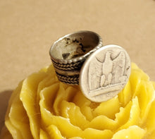 Load image into Gallery viewer, Antique Ethiopian Silver Signet Ring, Size 7.5, Tribal Boho Jewelry