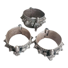 Load image into Gallery viewer, Vintage Silver Bedouin Bangle: Yemen Ethnic Tribal Bracelet