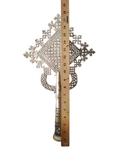 Load image into Gallery viewer, Handmade Ethiopian Orthodox Nickel Cross: Large Coptic Processional Cross