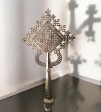 Load image into Gallery viewer, Handmade Ethiopian Orthodox Nickel Cross: Large Coptic Processional Cross