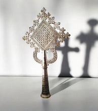 Load image into Gallery viewer, Handmade Ethiopian Orthodox Nickel Cross: Large Coptic Processional Cross