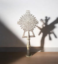 Load image into Gallery viewer, Handmade Ethiopian Orthodox Nickel Processional Cross: Religious Home Decor