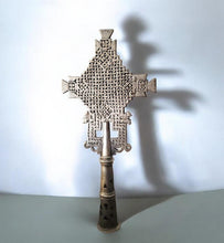 Load image into Gallery viewer, Ethiopian Orthodox Processional Cross: Handmade Nickel Coptic Decor