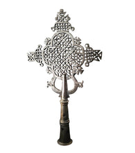 Load image into Gallery viewer, Handmade Ethiopian Orthodox Nickel Cross: Large Coptic Processional Cross