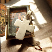 Load image into Gallery viewer, Antique Ethiopian Coptic Cross Pendant: Maria Theresa Silver Coin, Handmade