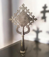 Load image into Gallery viewer, Handmade Ethiopian Orthodox Nickel Cross: Large Coptic Processional Cross