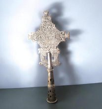 Load image into Gallery viewer, Ethiopian Orthodox Processional Cross: Handmade Nickel Coptic Decor