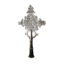 Load image into Gallery viewer, Handmade Ethiopian Orthodox Nickel Cross: Large Coptic Processional Cross