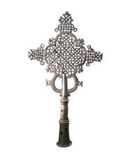 Load image into Gallery viewer, Handmade Ethiopian Orthodox Nickel Cross: Large Coptic Processional Cross