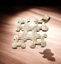 Load image into Gallery viewer, Antique Ethiopian Silver Cross Pendant: Boho Amulet Jewelry