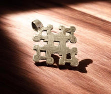 Load image into Gallery viewer, Antique Ethiopian Silver Cross Pendant: Boho Amulet Jewelry