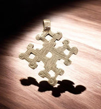 Load image into Gallery viewer, Antique Ethiopian Silver Cross Pendant: Boho Amulet Jewelry