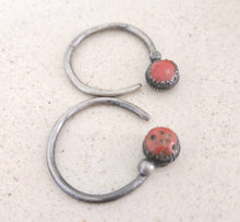 Load image into Gallery viewer, Antique Kabyle Sterling Silver Coral Earrings: Berber Dangle Jewelry