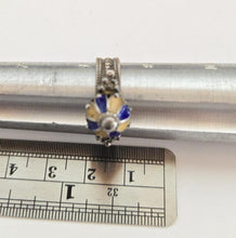 Load image into Gallery viewer, Berber Silver Enamel Talisman Ring: Moroccan Tribal Jewelry, Size 8.5