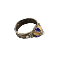 Load image into Gallery viewer, Berber Silver Enamel Talisman Ring: Moroccan Tribal Jewelry, Size 8.5