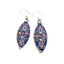 Load image into Gallery viewer, Moroccan Berber Enamel Sterling Silver Dangle Earrings