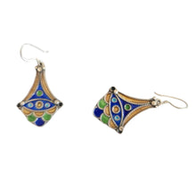 Load image into Gallery viewer, Moroccan Berber Enamel Sterling Silver Dangle Earrings