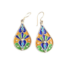 Load image into Gallery viewer, Moroccan Berber Enamel Sterling Silver Dangle Earrings