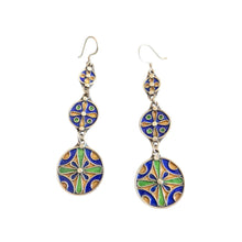 Load image into Gallery viewer, Moroccan Berber Enamel Sterling Silver Dangle Earrings