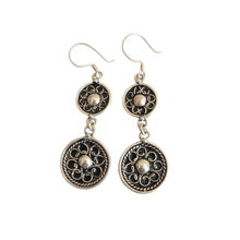 Load image into Gallery viewer, Moroccan Berber Enamel Sterling Silver Dangle Earrings
