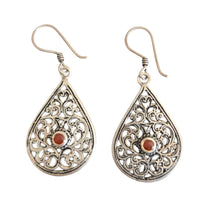 Load image into Gallery viewer, Moroccan Berber Coral Dangle Earrings: Sterling Silver, Handmade