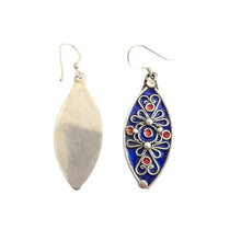 Load image into Gallery viewer, Moroccan Berber Enamel Sterling Silver Dangle Earrings
