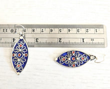 Load image into Gallery viewer, Moroccan Berber Enamel Sterling Silver Dangle Earrings