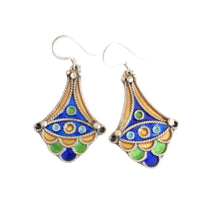 Load image into Gallery viewer, Moroccan Berber Enamel Sterling Silver Dangle Earrings