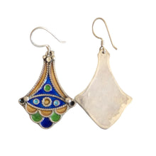 Load image into Gallery viewer, Moroccan Berber Enamel Sterling Silver Dangle Earrings