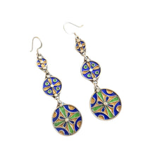 Load image into Gallery viewer, Moroccan Berber Enamel Sterling Silver Dangle Earrings
