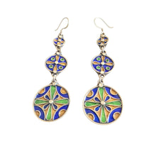 Load image into Gallery viewer, Moroccan Berber Enamel Sterling Silver Dangle Earrings