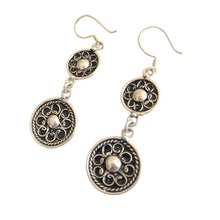 Load image into Gallery viewer, Moroccan Berber Enamel Sterling Silver Dangle Earrings