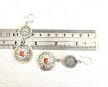 Load image into Gallery viewer, Moroccan Berber Coral Dangle Earrings: Sterling Silver Handmade Jewelry