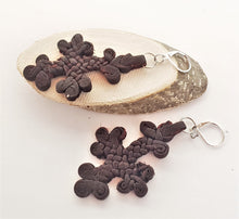 Load image into Gallery viewer, Ethiopian Leather Coptic Cross Amulet Earrings , Christian Jewelry, braided leather, Earrings cross,leather Jewelry,Cross Earrings