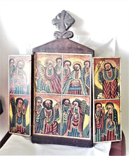 Load image into Gallery viewer, Ethiopian Coptic Christian Folding 19''Wooden Triptych Painted Altar Icon,African ,Art Décor,Home Décor, religious art