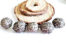 Load image into Gallery viewer, Old silver star burst granulation hallmarked Globe beads from Yemen circa 1930s,Bedouin tribal ,Hand Crafted Silver,Ethnic Jewelry