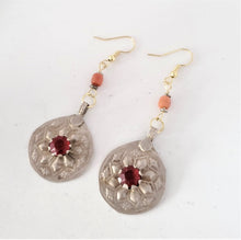 Load image into Gallery viewer, Antique Moroccan Old Silver pendants coral Earrings ,Ethnic Tribal,sliver Earrings,Dangle & Drop Earrings,Tribal Jewelry,