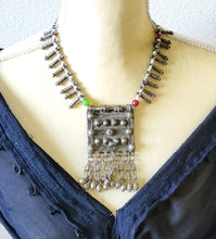 Load image into Gallery viewer, Antique Ethiopian silver amulet Phallic Pendants Glass Beads necklace,Hand Crafted, Ethiopian Telsum,african Silver, ethiopian jewelry