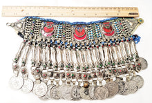 Load image into Gallery viewer, Old silver choker necklace from Pashtun tribal jewellery Ethnic Afghani kuci choker, old coins necklace, Boho tribal jewelry, gypsy style,