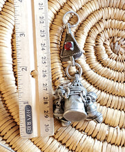 Load image into Gallery viewer, antique Moroccan chased box pendant silver dangles and red in green glass cabochon Amulet ,Berber Jewelry,African Jewelry,Charm Pendant,