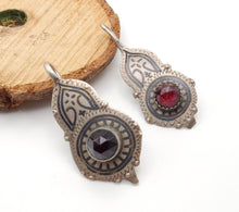 Load image into Gallery viewer, Antique Moroccan Old Berber Earrings Silver with Glass Talhakimt,Ethnic Tribal,sliver Earrings,Dangle & Drop, Earrings,Tribal Jewelry,