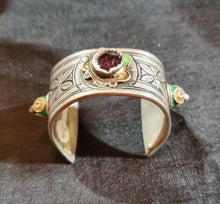 Load image into Gallery viewer, Antique SILVER Enamel Moroccan Berber Ida ou Nadif BRACELET,ethnic tribal,tribal bracelets,Moroccan jewelry,ethnic jewelry,Tuareg bracelets