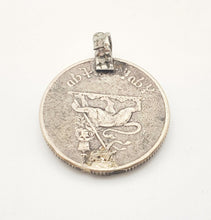 Load image into Gallery viewer, antique Ethiopia silver coins HAILE SELASSIE Silver coin lion of Judah Pendant, Made in 1970s, Rasta Jewelry, Silver coins
