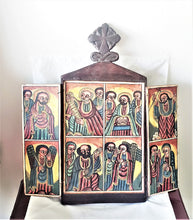 Load image into Gallery viewer, Ethiopian Coptic Christian Folding 19''Wooden Triptych Painted Altar Icon,African ,Art Décor,Home Décor, religious art