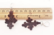 Load image into Gallery viewer, Ethiopian Leather Coptic Cross Amulet Earrings , Christian Jewelry, braided leather, Earrings cross,leather Jewelry,Cross Earrings