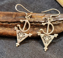 Load image into Gallery viewer, Moroccan Berber Filigree Fibula Earrings sterling silver 925 ,Ethnic Jewelry,sliver Earrings,Dangle & Drop Earrings,Tribal Jewelry,