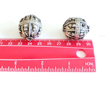 Load image into Gallery viewer, Old silver star burst granulation hallmarked Globe beads from Yemen circa 1930s,Bedouin tribal ,Hand Crafted Silver,Ethnic Jewelry