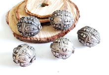 Load image into Gallery viewer, Old silver star burst granulation hallmarked Globe beads from Yemen circa 1930s,Bedouin tribal ,Hand Crafted Silver,Ethnic Jewelry