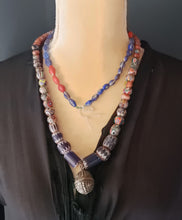 Load image into Gallery viewer, Antique Seven Layer Chevron Venetian Millefiori Kiffa Agate Strand Beads 1800's African Trade,venetian bead,Old Glass Beads