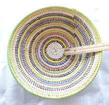 Load image into Gallery viewer, African Ethiopian handwoven Round bread or fruit basket,African Art, Décor Baskets,Wicker Basket, Straw Basket ,Wall Boho Decor